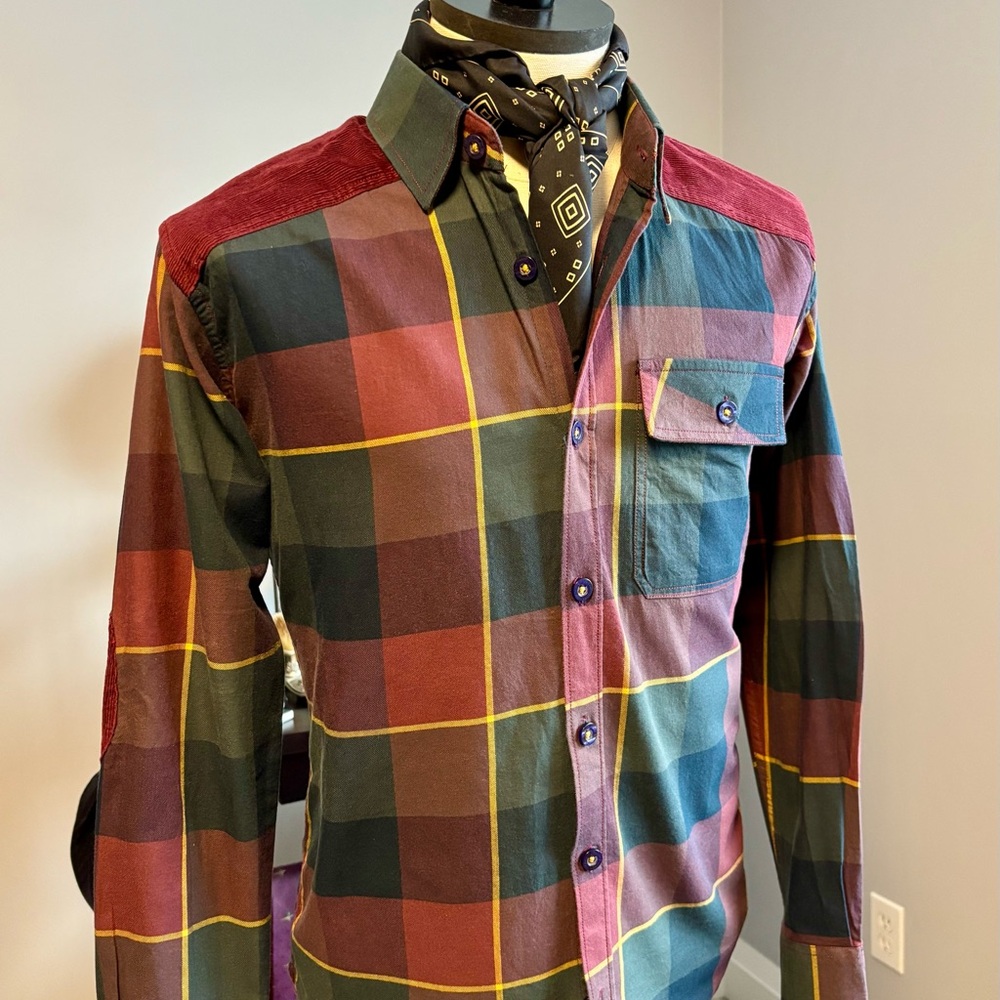 Ralph Lauren Double RL Burgundy and Green Plaid Shirt - Picture 2 of 11